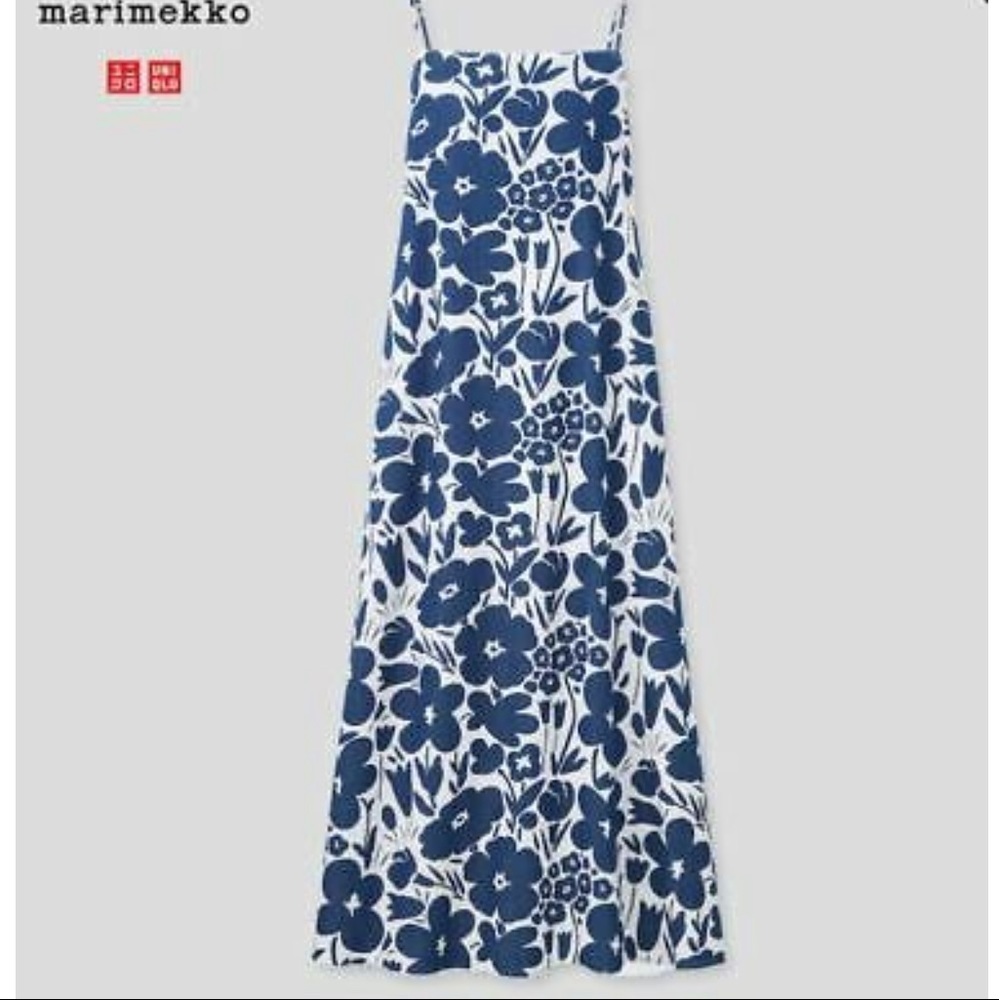 UNIQLO Marimekko XS Blue and White Denim Print Camisole Dress